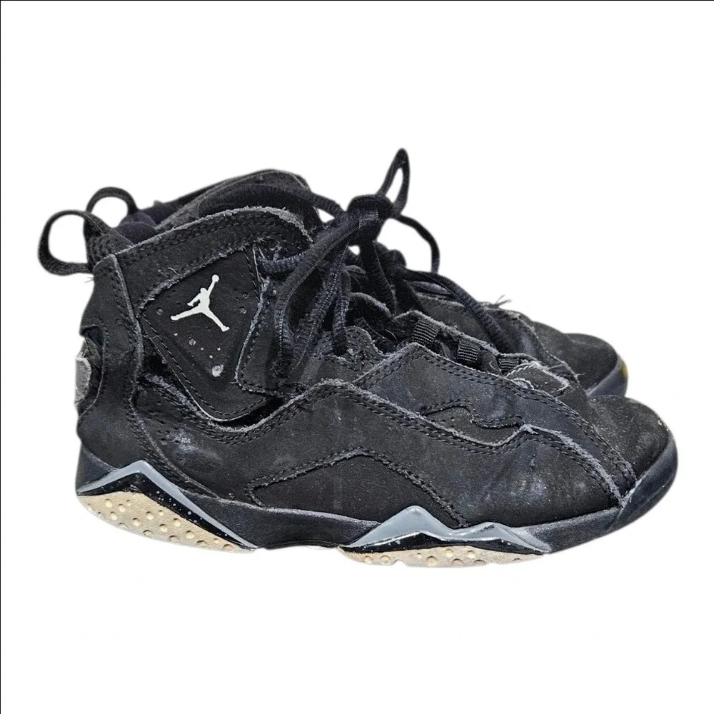 Nike Air Jordan True Flight Black Metallic Silver Sneakers Size 13C 343796-010